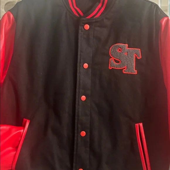 Stranger Things Hawkins Demogorgons Red Black Varsity Jacket BlackMilk Unisex S - Picture 7 of 12